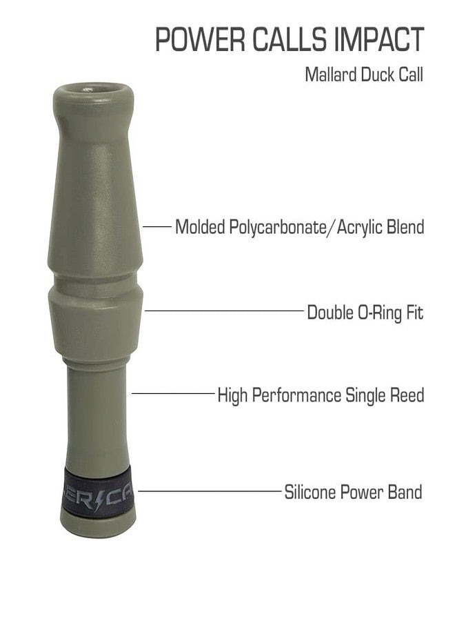 Power Calls Mallard Duck Call | Impact | Durable & Powerful Single Reed Molded Call for Competition, Waterfowl Hunting, Field Use & Outdoor Adventures | OD Green - Image 4